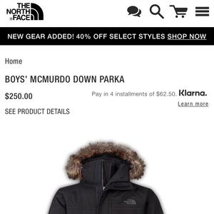 The North Face Boys’ McMurdo Down Parka Small
